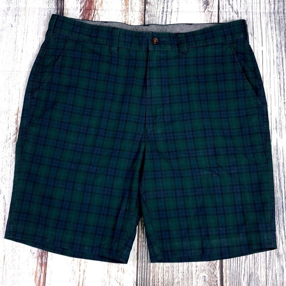 Cremieux Green/Blue Plaid Shorts Size 38 - Picture 1 of 11